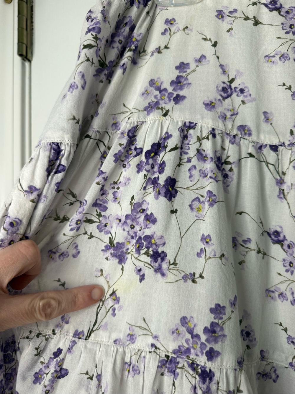 LAUREN RALPH LAUREN White Purple Floral Peasant Tiered Cotton Cottagecore Skirt - Picture 12 of 12